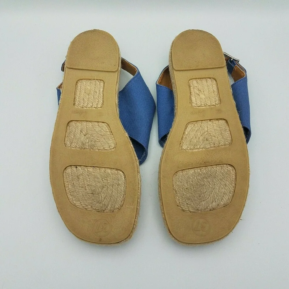 Castaner Denim Platform Sandals Espadrilles Thong Blue Womens Slingback 6.5 / 37